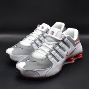 Nike Shox NZ Sneakers Men's 11 White Sport Red Metallic Silver NEW 378341-104